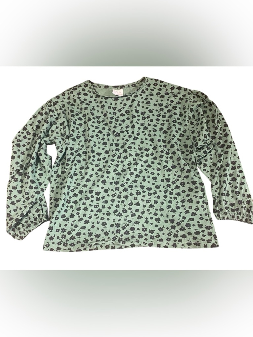 Zara Green Floral Crewneck Tee